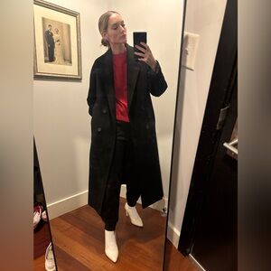 Babaton Aritzia Wool Black Double-Breasted Coat